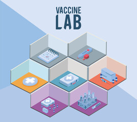 vaccine lab isometric icons