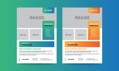 Modern corporate Real estate Business flyer design template, two colors scheme, vector template in A4 size