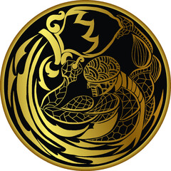 zentangle Aquarius on circle shape. Hand drawn and black tattoo style Aquarius icon. Aquarius tribal tattoo designs.