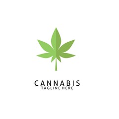 marijuana leaf logo vector icon, green color silhouette,