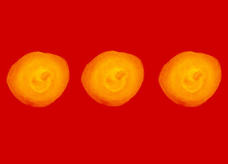 Abstract watercolor pattern with yellow brush strokes on red background. Illustration.