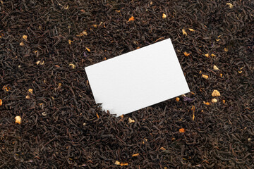 Blank business card in the tea background, packaging mockup with empty space to display your...