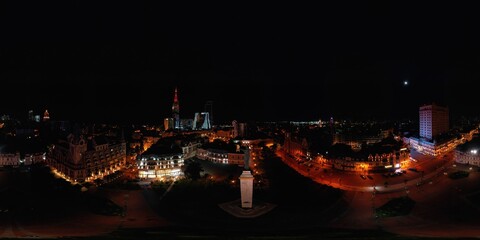 Batumi, Georgia - August 2, 2020: 360 panorama of the city at night