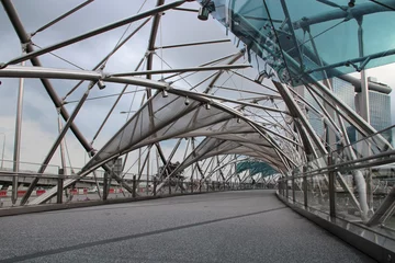 Photo sur Plexiglas Helix Bridge modern footbridge at marina bay (singapore) 
