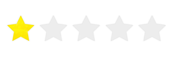 Yellow shining star. Rating. Vector illustration with a falling shadow on the background.