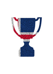 Winner cup silhouette in colors of national flag. Iceland