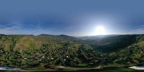 360 panorama beautiful landscape, mountain village
