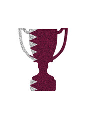 Winner cup silhouette in colors of national flag. Qatar