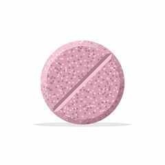 Medicine pill or tablet isolated on white background. Pharmaceutical tablet drug chemical science. Medicine round white cure pills, aspirin, antibiotics, vitamin and painkiller drugs. Vector