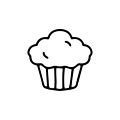 Vector linear illustration with cupcake. Illustration with baked goods in cartoon style