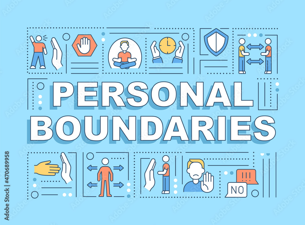 Wall mural personal boundaries word concepts banner. set relationships rules. infographics with linear icons on