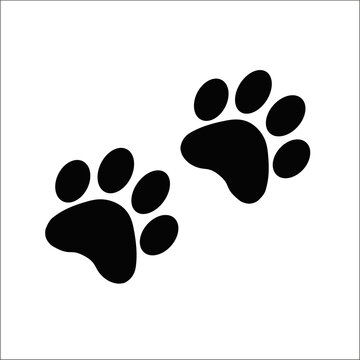 Black paw prints of animals track sign symbol icon design element.