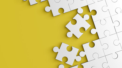 Jigsaw puzzle action background. 3D render illustration.