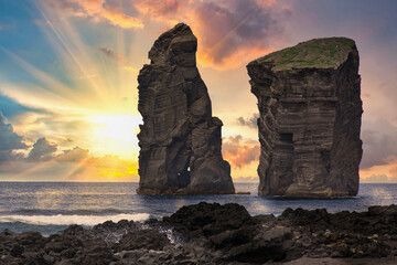 Obraz premium volcanic rocks of Mosteiros beach on Sao Miguel, Azores