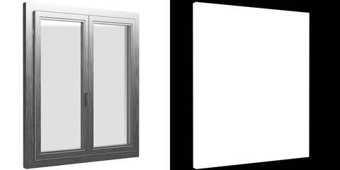 3D rendering illustration of a 2 panels window