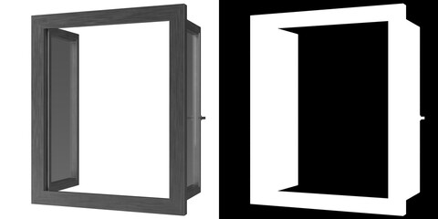 3D rendering illustration of a 2 panels window