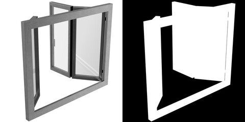 3D rendering illustration of a 3 panels window