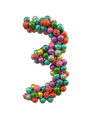 Festive Christmas ornament typeface the character 3