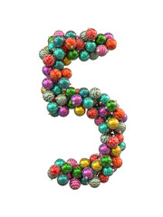 Festive Christmas ornament typeface the character 5
