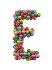 Festive Christmas ornament typeface the character E