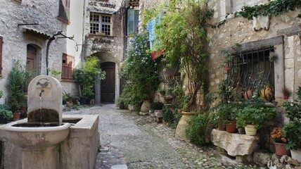 Provence, France, September 2010, an ancient well in the courtyard of the ancient city of Saint-Paul-de-Vence