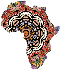 Silhouette of the African continent with pattern