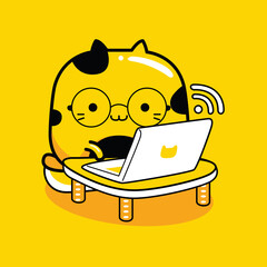 cute cat character programmer profession