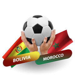 Soccer football competition match, national teams bolivia vs morocco