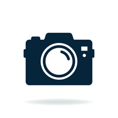 Camera icon flat style isolated on white background. Vector illustration