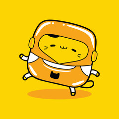 cute cat character kick boxer profession