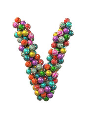 Festive Christmas ornament typeface the character V