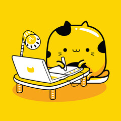 cute cat character illustrator profession