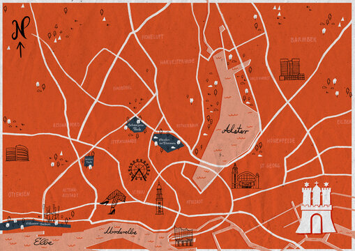 Illustrative Karte von Hamburg