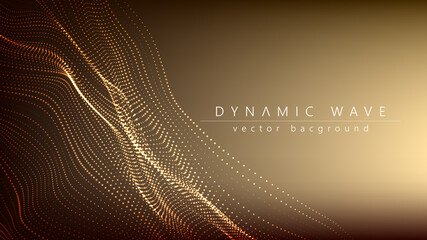 Wave of particles. Technology background concept dynamic wave Vector illustration. Futuristic point wave.