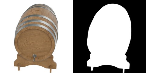 Fototapeta na wymiar 3D rendering illustration of a wooden barrel with faucet