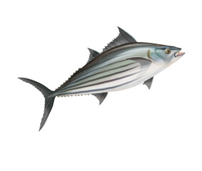 poisson, bonite à ventre rayé, aliment, isolé, mer, pêche, animal, blanc, fruits de mer, frais,  illustration, ailette, eau, thon, bleu, océan, argent, nature, sain, sous-marin, truite, viande