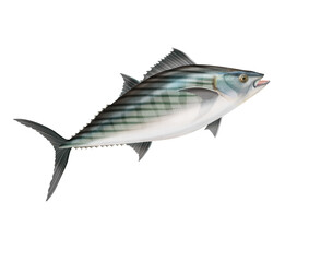 poisson, bonite à dos rayé, aliment, isolé, mer, pêche, animal, blanc, fruits de mer, frais,  illustration, ailette, eau, thon, bleu, océan, argent, nature, sain, sous-marin, truite, viande