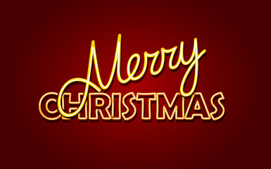 Merry Christmas Poster Template with neon text. Vector illustration 