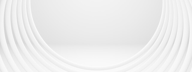 3D White geometric stage background.