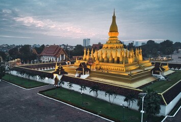 Golden Stupa at Vientiane Lao PDR, Called "That Luang" Landmark of Lao PDR
