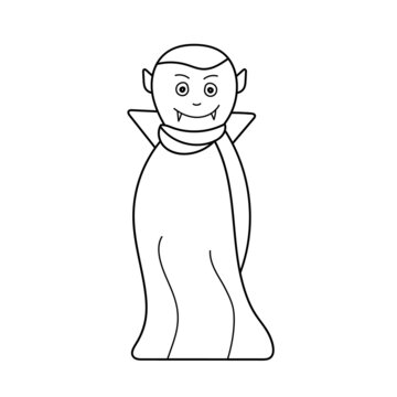 Simple coloring page. Coloring page - Vampire Dracula. Simple easy level game. Black and white vector