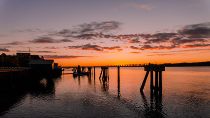 Obraz premium sunset over the river