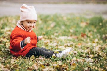 Cute little girl in an autumn park