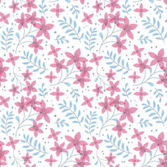 Red flower and leaves pattern background.