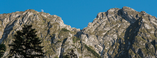 Giewont peaks, a moon and a cross