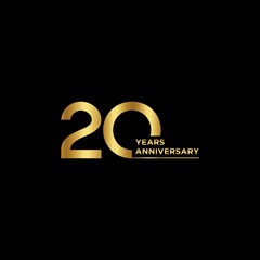 Template logo 20th Anniversary with gold color, Vector, Illustration, EPS10