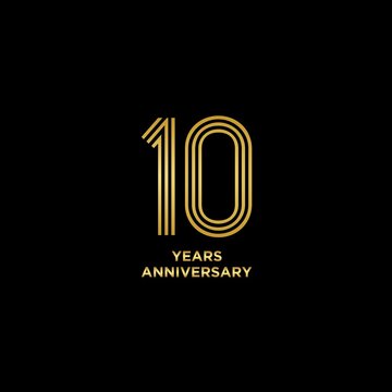 Template logo 10th Anniversary with gold color, Vector, Illustration, EPS10