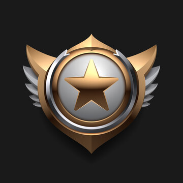 Gold and silver badge with star shape