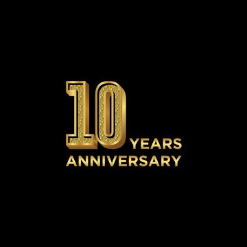 Template logo 10th Anniversary with gold color, Vector, Illustration, EPS10