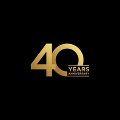 Template logo 40th Anniversary with gold color, Vector, Illustration, EPS10